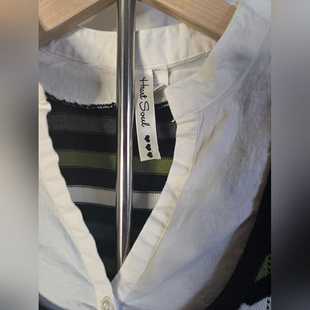 Heart Soul Vintage Chevron Faux Layered Knit Top – Size L - Picture 2 of 5